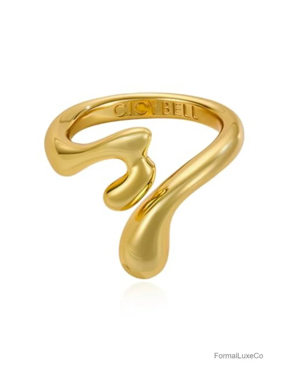 18k Gold Plated Irregular Waterdrop Statement Ring Women Chunky Band